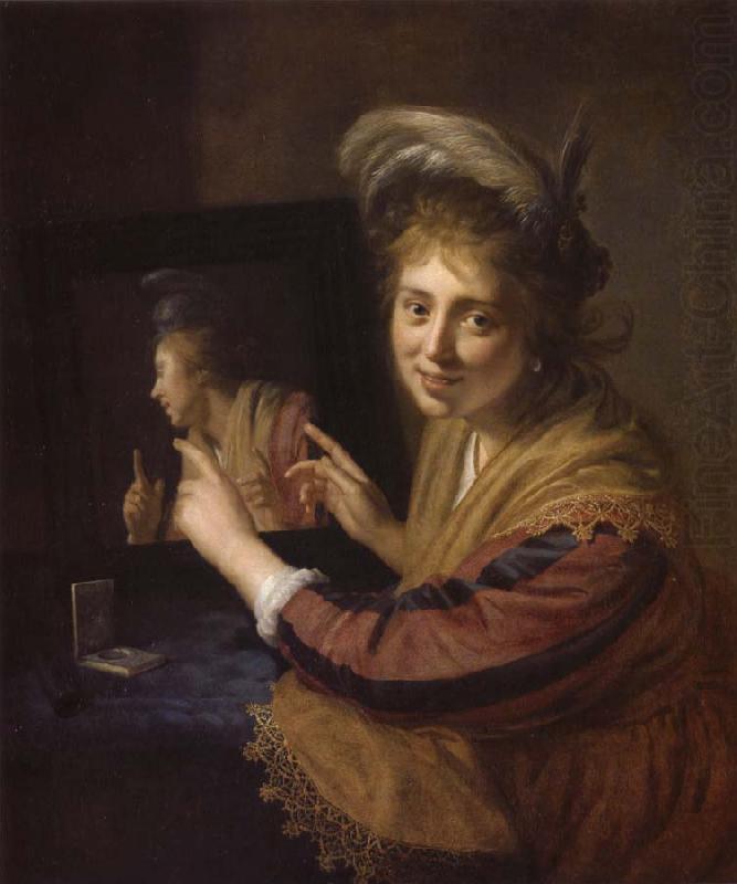 REMBRANDT Harmenszoon van Rijn Girl at a Mirror china oil painting image